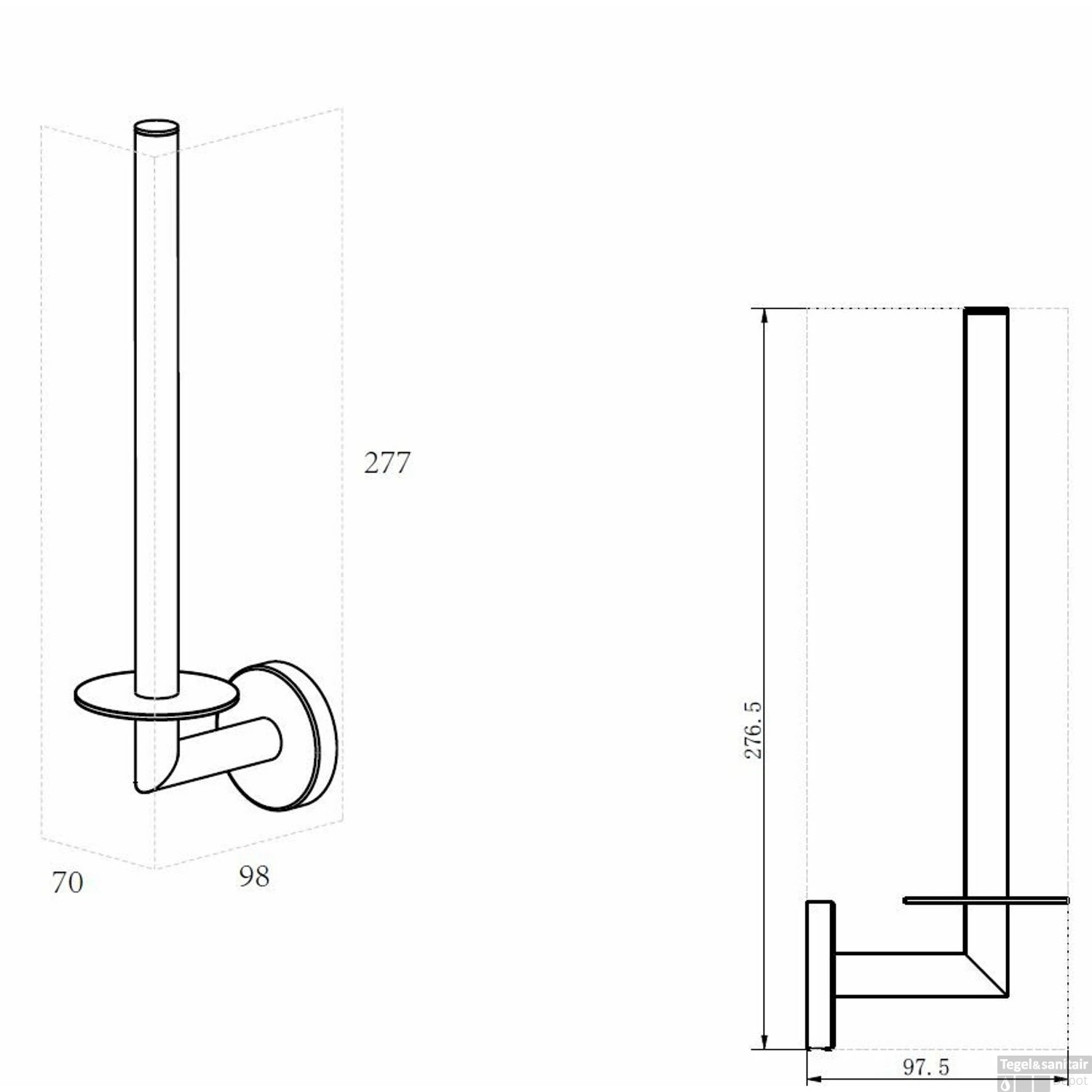 Reserverolhouder Wiesbaden Alonzo RVS Gunmetal 5 Reserverolhouder Wiesbaden Alonzo RVS Gunmetal - Afbeelding 3