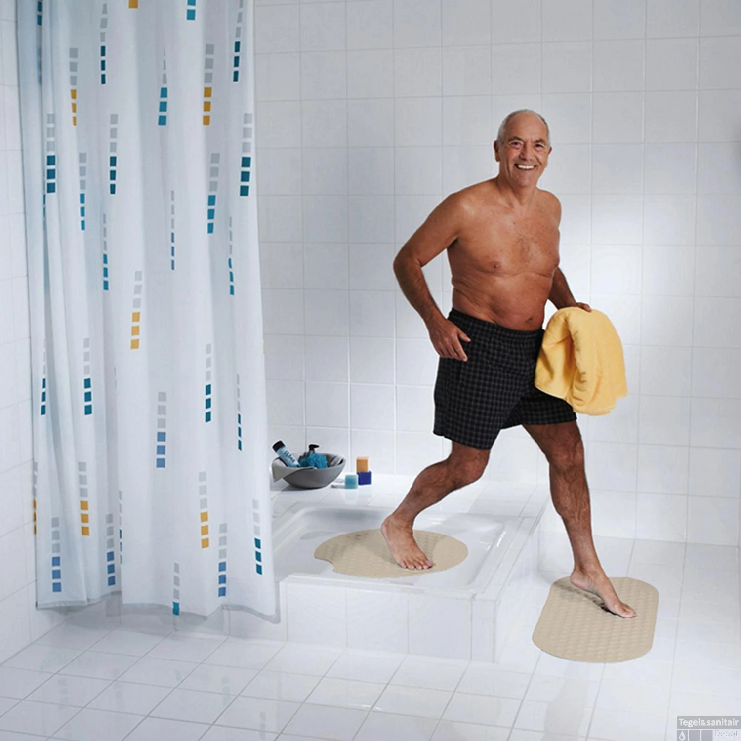 Antislip Douchemat Boss & Wessing Ludo 55 Cm Rond Wit - Afbeelding 2