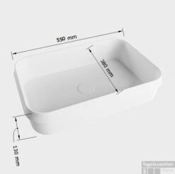 MONDIAZ ARVO Waskom Solid Surface 55cm Kleur Greey / Talc -Sealkin Badkamermeubilair Winkel arvo maattekening 15663763194029 2