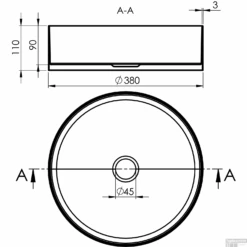 Waskom Sapho Aurum Rond 38 X 11 Cm Mat RVS 5 Waskom Sapho Aurum Rond 38 X 11 Cm Mat RVS -Sealkin Badkamermeubilair Winkel aurum ronde waskom tekening