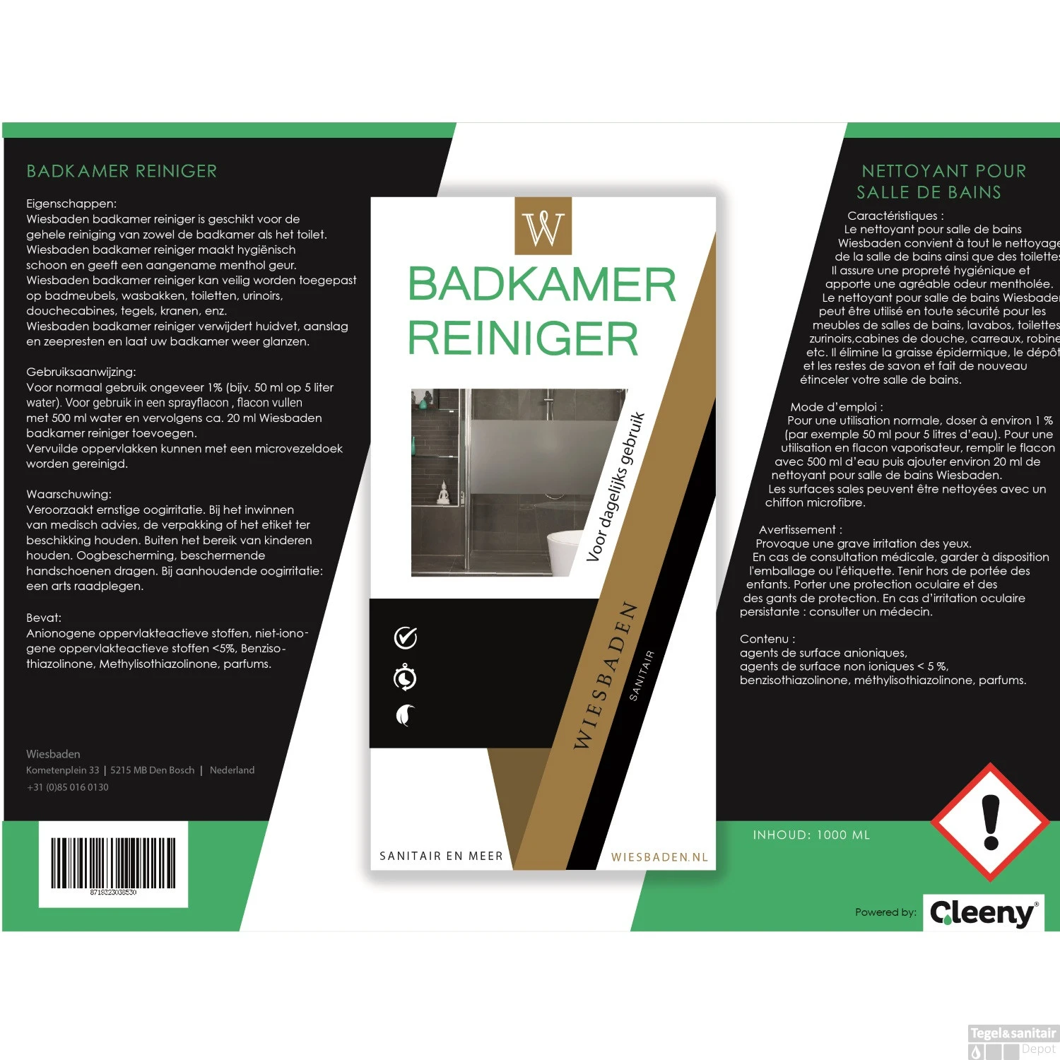 Badkamer Reiniger Wiesbaden Voor Dagelijks Gebruik (1000 Ml) 4 Badkamer Reiniger Wiesbaden Voor Dagelijks Gebruik (1000 Ml) - Afbeelding 2