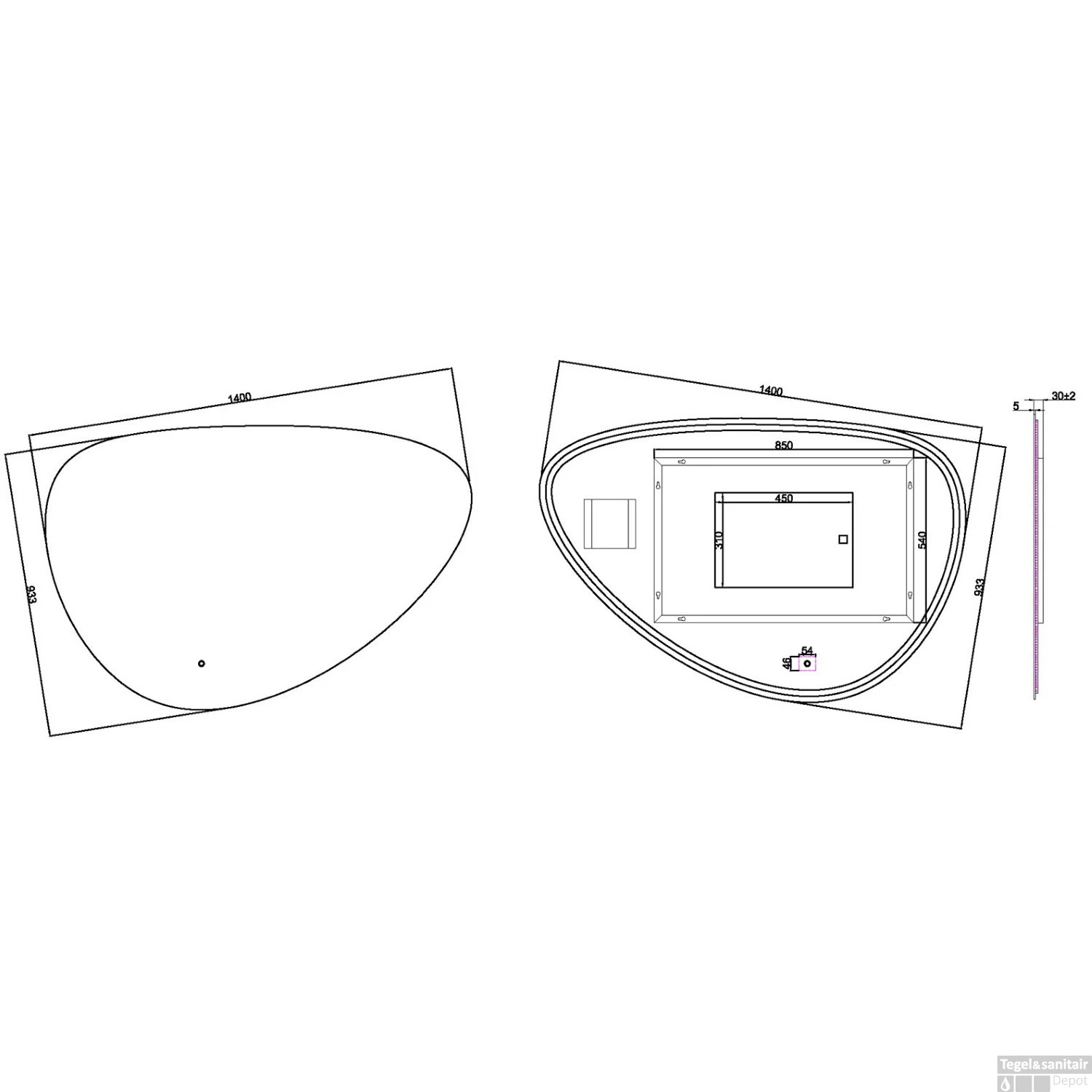 Badkamerspiegel Boss & Wessing Luma Dimbare LED Verlichting Condensvrij 140x95 Cm 4 Badkamerspiegel Boss & Wessing Luma Dimbare LED Verlichting Condensvrij 140x95 Cm - Afbeelding 2