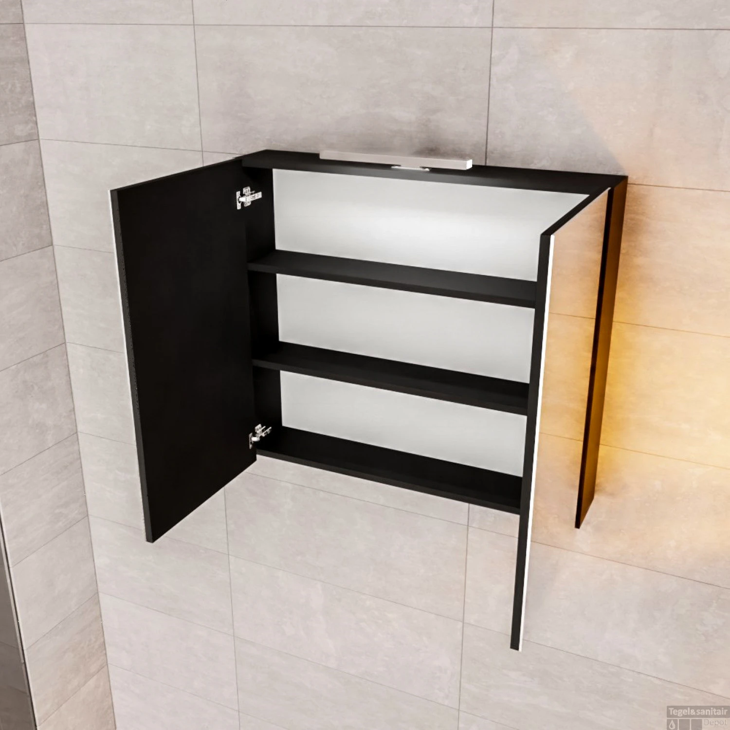 Spiegelkast Boss & Wessing Cube 80x70x16 Cm Mat Zwart Urban 3 Spiegelkast Boss & Wessing Cube 80x70x16 Cm Mat Zwart Urban