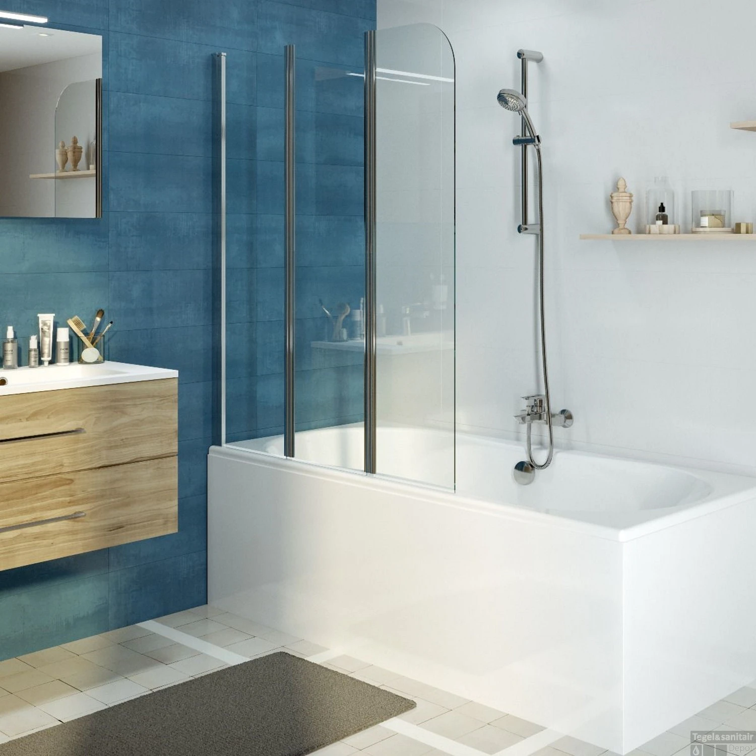 Badwand Allibert Kordo 119,5-121,5x140 Cm Chroom 4 Badwand Allibert Kordo 119,5-121,5x140 Cm Chroom - Afbeelding 2