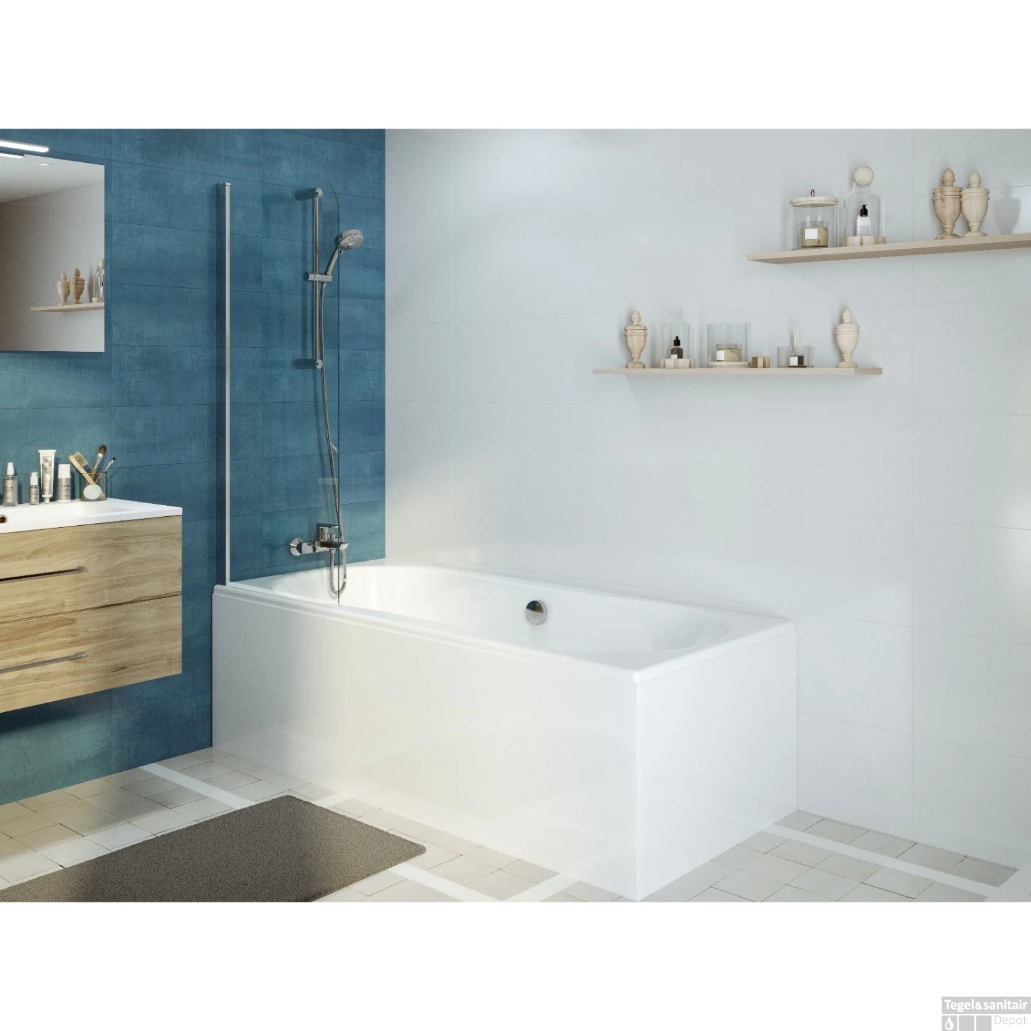 Badwand Allibert Kordo 66-68x140 Cm Chroom 4 Badwand Allibert Kordo 66-68x140 Cm Chroom - Afbeelding 2