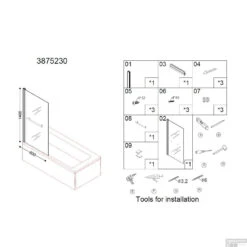 Badwand Best Design Erico 80x140 Cm Met Handdoekbeugel NANO Veiligheidsglas 6mm -Sealkin Badkamermeubilair Winkel badwand best design erico 80x140cm tech