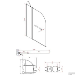 Badwand Boss & Wessing Bibi Afgerond 100x140cm Scharnierend Omkeerbaar 6mm -Sealkin Badkamermeubilair Winkel badwand boss wessing bibi afgerond 100x140cm scharnierend omkeerbaar 6mm tech