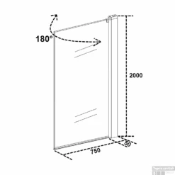 Badwand Wiesbaden Muurprofiel 80x150cm 6mm NANO Coating -Sealkin Badkamermeubilair Winkel badwand wiesbaden muurprofiel 80x150cm 6mm nano coating tech
