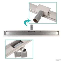 RVS Douchegoot BASIC Met Uitneembaar Sifon 100x7cm 6,7cm Diep STANDAARD ROOSTER -Sealkin Badkamermeubilair Winkel basic design rooster 100cm 2