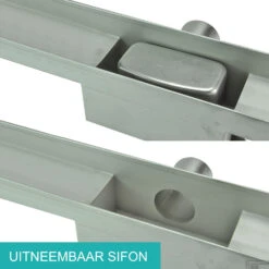 RVS Douchegoot BASIC Met Uitneembaar Sifon 100x7cm 6,7cm Diep STANDAARD ROOSTER -Sealkin Badkamermeubilair Winkel basic design rooster 100cm 4