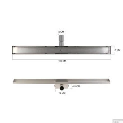 RVS Douchegoot BASIC Met Uitneembaar Sifon 100x7cm 6,7cm Diep STANDAARD ROOSTER -Sealkin Badkamermeubilair Winkel basic design rooster 100cm tech