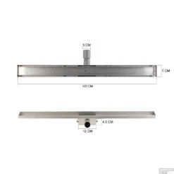 RVS Douchegoot BASIC Met Uitneembaar Sifon 100x7cm 6,7cm Diep GLAS ROOSTER -Sealkin Badkamermeubilair Winkel basic glas rooster 100cm tech