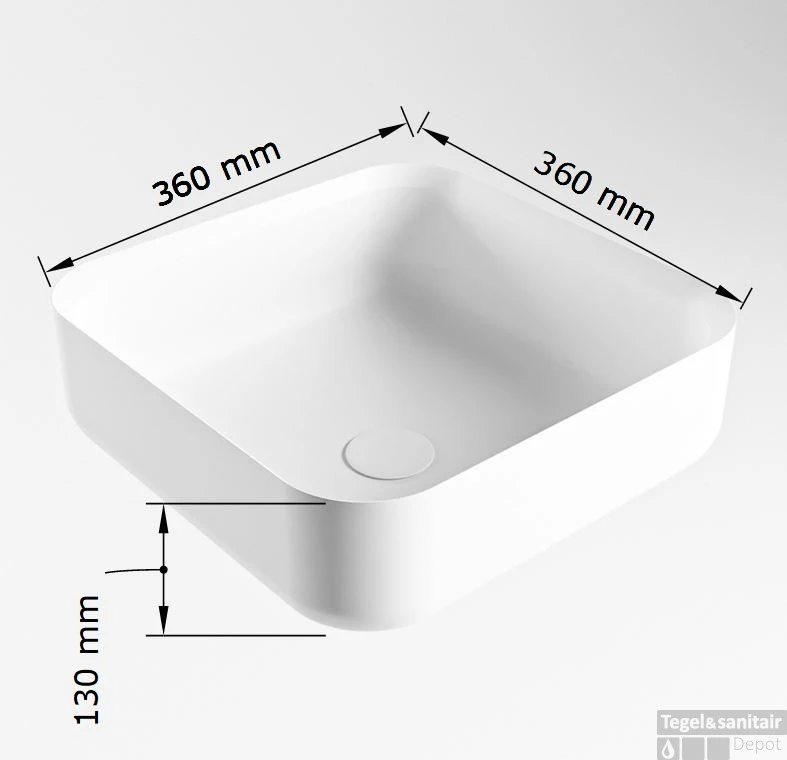 MONDIAZ BINX Waskom Solid Surface 36cm Kleur Jeans / Jeans 6 MONDIAZ BINX Waskom Solid Surface 36cm Kleur Jeans / Jeans - Afbeelding 4