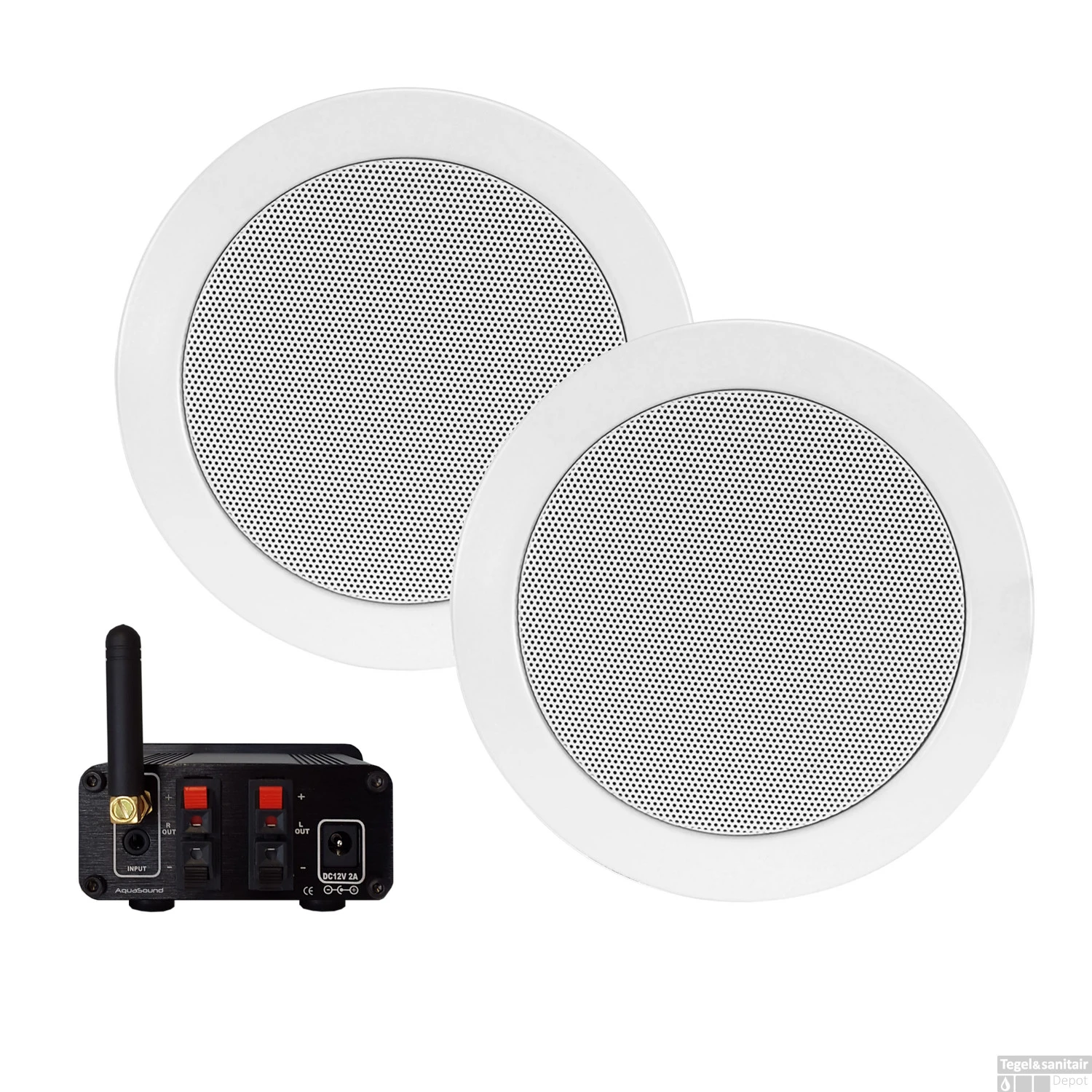 Bluetooth Music Center Aquasound 35 WATT / BT4.0 + Twist Speakerset Wit