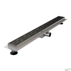 Brauer StanDrain Douchegoot Zwart Flens 80x7 Cm Inclusief Sifon En Haarfilter