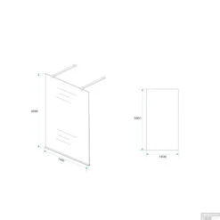 BWS Apollo Vrijstaand Douchewand 140x200cm 8mm NANO Coating -Sealkin Badkamermeubilair Winkel bws apollo vrijstaand douchewand 140x200cm 8mm nano coating tech