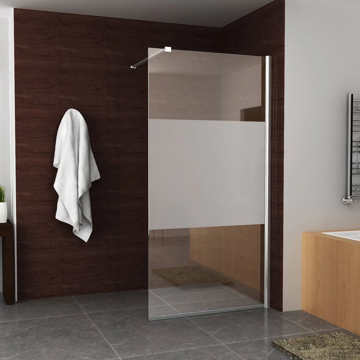 BWS Douchewand Reno Met Middenband 100x200 Cm 10 Mm NANO Coating 3 BWS Douchewand Reno Met Middenband 100x200 Cm 10 Mm NANO Coating