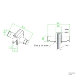 BWS Uni Dubbele Glashaak T.b.v. Douchecabine Chroom -Sealkin Badkamermeubilair Winkel bws dubbele glashaak t.b.v. douchecabine chroom 3