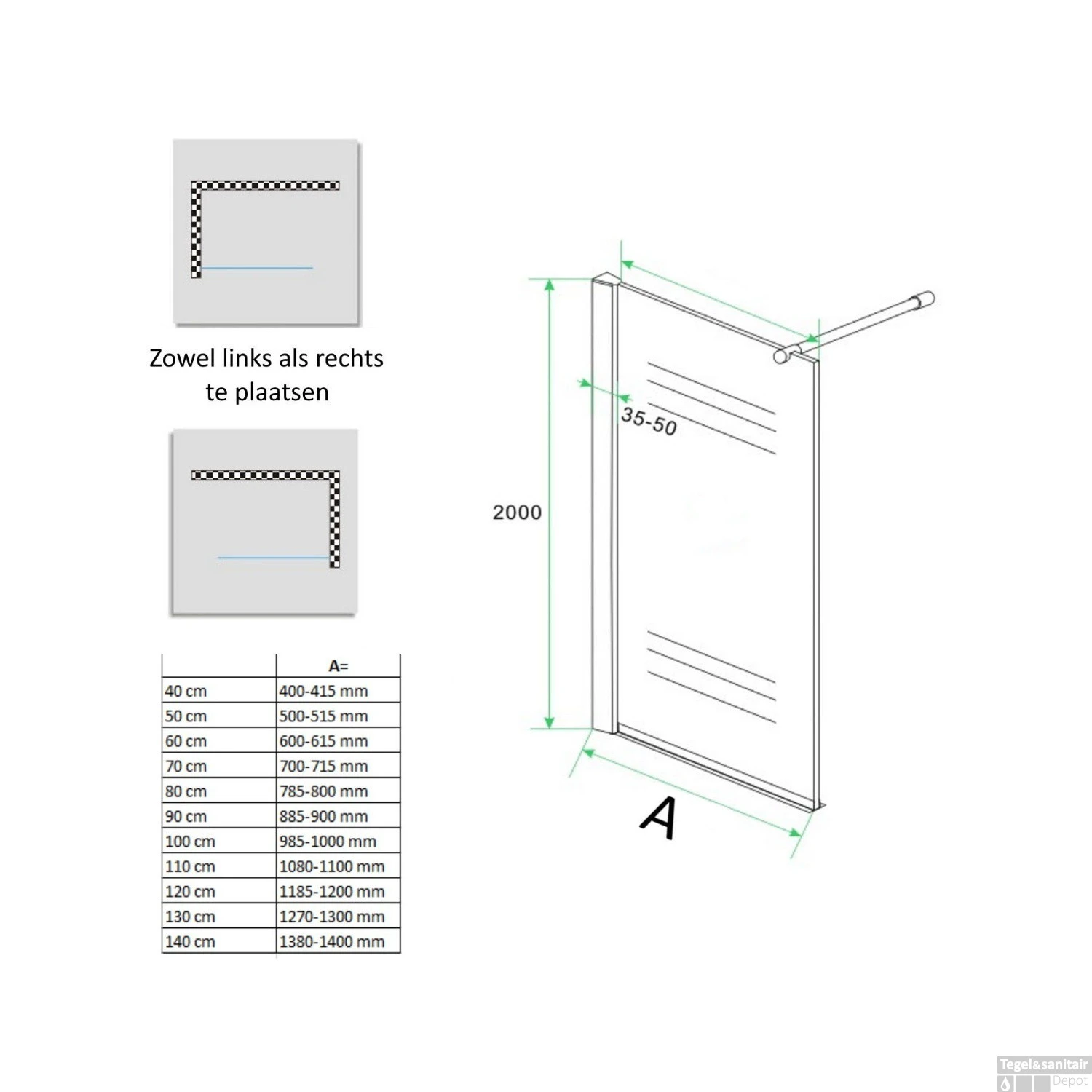 BWS Eco Inloopdouche Met Muurprofiel 120x200 Cm 8mm NANO Coating 6 BWS Eco Inloopdouche Met Muurprofiel 120x200 Cm 8mm NANO Coating - Afbeelding 4
