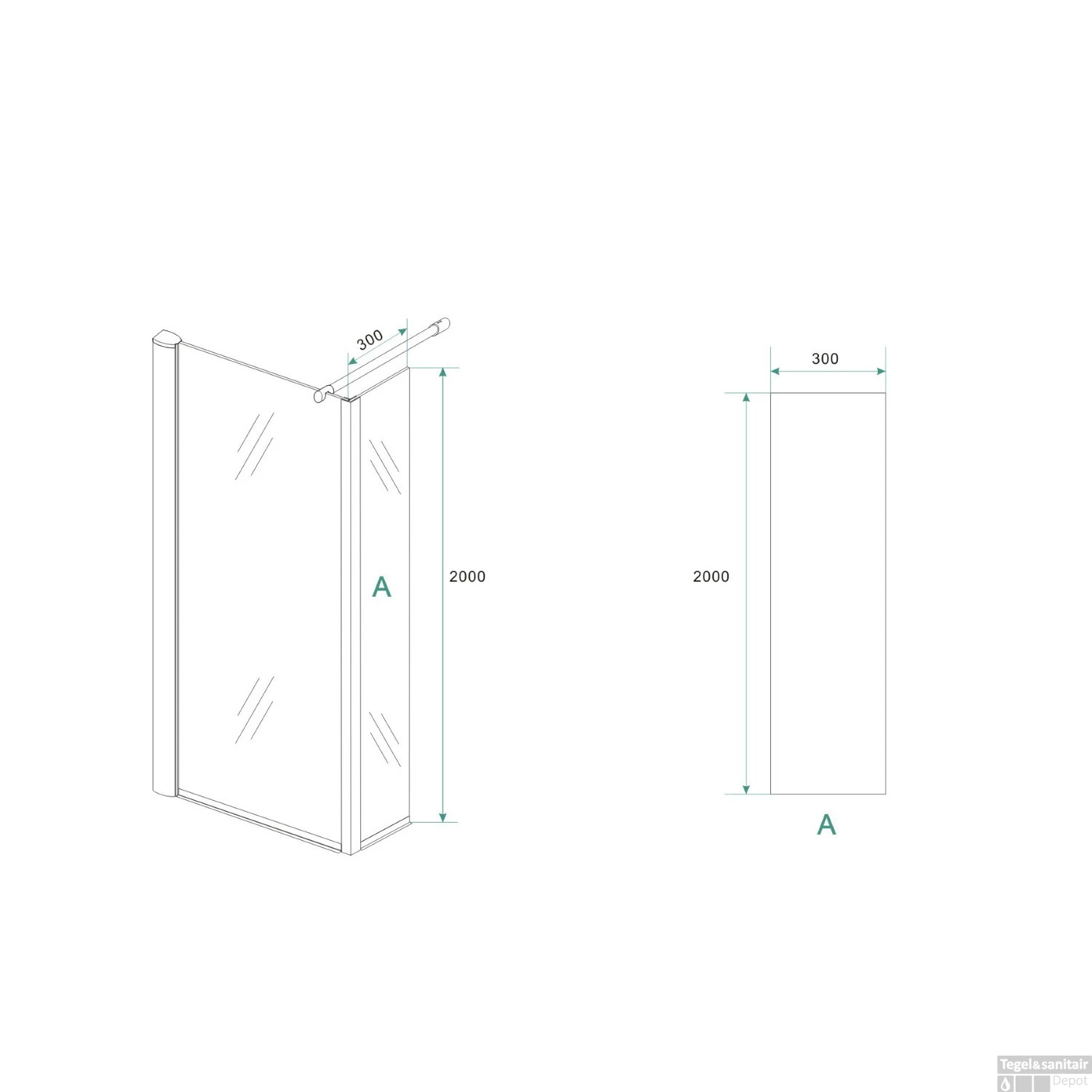 BWS Eco Zijwand Met Hoekprofiel 30x200cm NANO Coating 8mm 5 BWS Eco Zijwand Met Hoekprofiel 30x200cm NANO Coating 8mm - Afbeelding 3