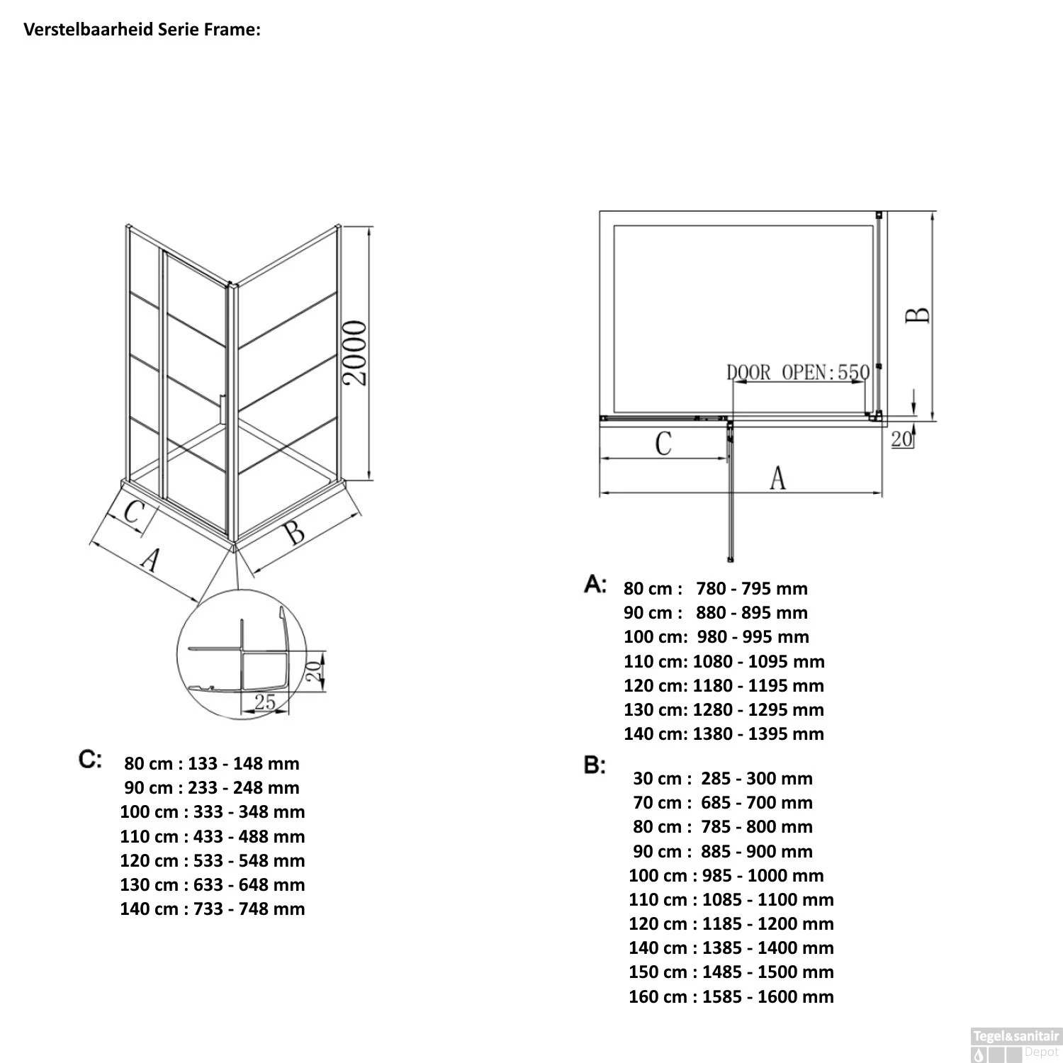 BWS Inloopdouche Smoke Frame 80x200 Cm Rookglas Mat Zwart Raster 5 BWS Inloopdouche Smoke Frame 80x200 Cm Rookglas Mat Zwart Raster - Afbeelding 3