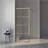 BWS Inloopdouche Frame 90x200 Cm 8mm NANO Glas Geborsteld Messing Goud