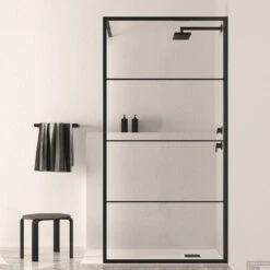 BWS Inloopdouche Frame 30x200 Cm 8mm NANO Glas Mat Zwart Raster