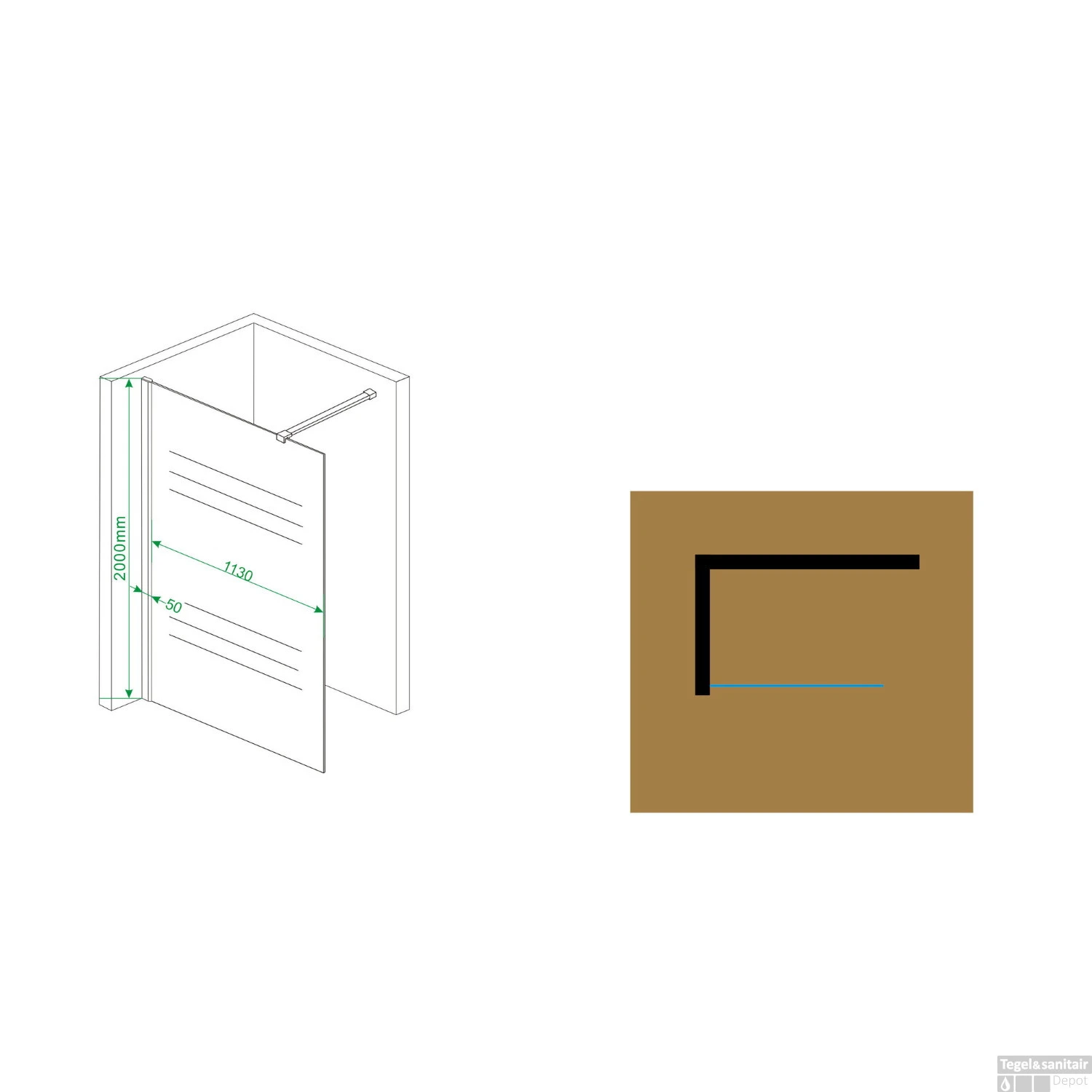 BWS Inloopdouche Rookglas 120x200cm 10mm Nano Coating 5 BWS Inloopdouche Rookglas 120x200cm 10mm Nano Coating - Afbeelding 3