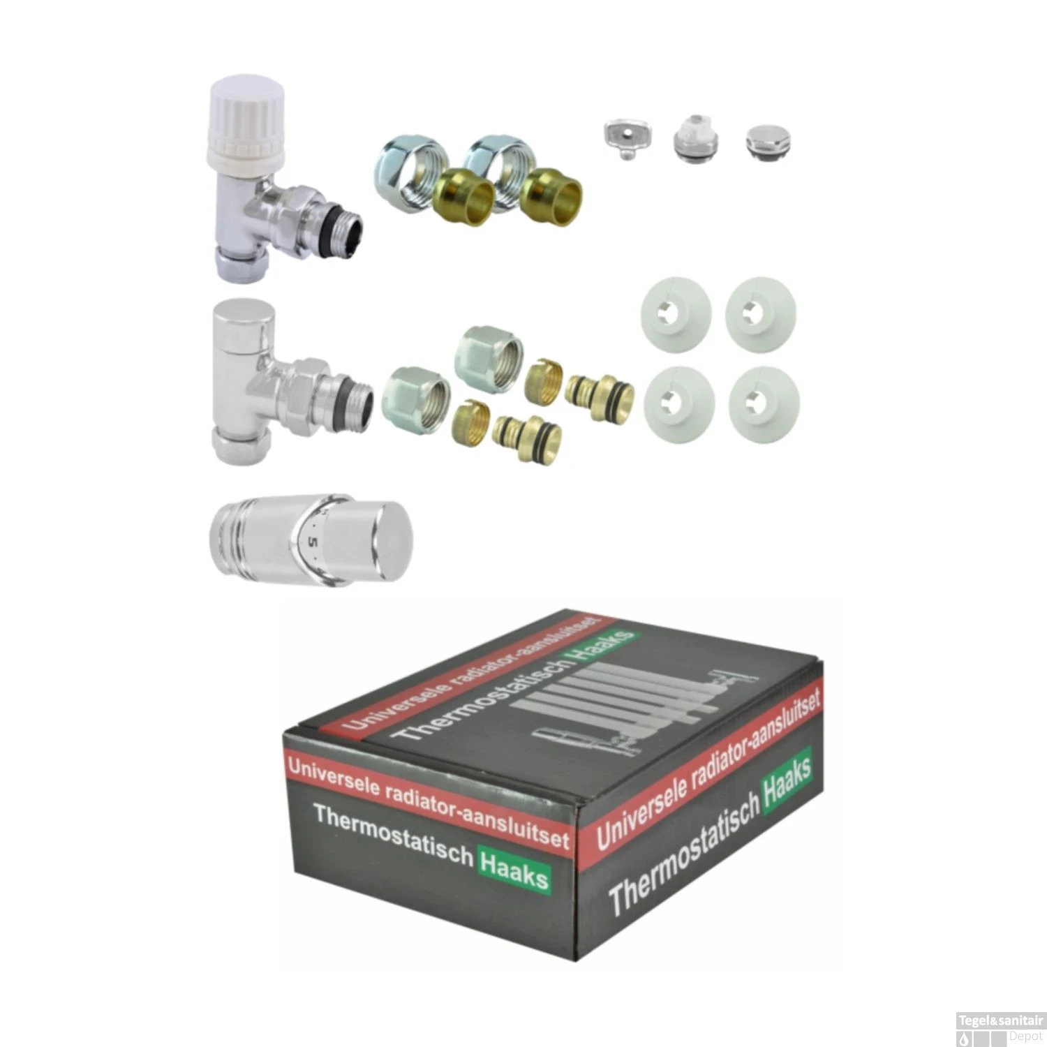 BWS Luxe Thermostatische Radiator Aansluitset Haaks Voor Zijaansluiting Chroom - Afbeelding 2