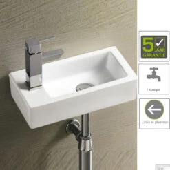 BWS Mini Fontein Keramisch Blong Links 36x18x9 Cm Wit