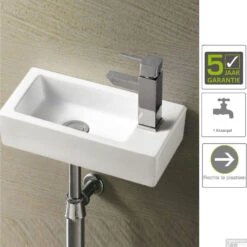 BWS Mini Fontein Keramisch Blong Rechts 36x18x9 Cm Wit