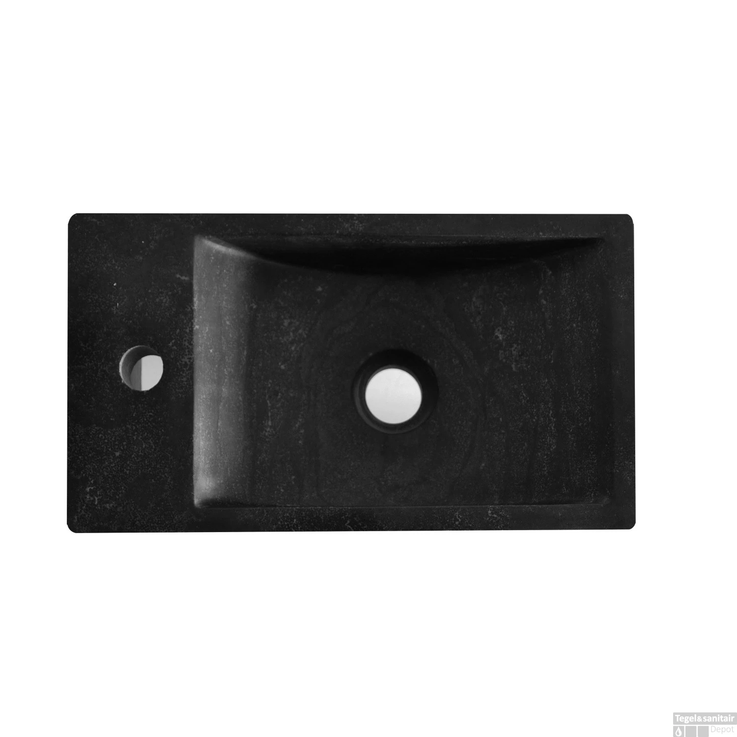 BWS Natuursteen Fontein Zwart 40x22x10 Cm (Kraangat Links) 6 BWS Natuursteen Fontein Zwart 40x22x10 Cm (Kraangat Links) - Afbeelding 4