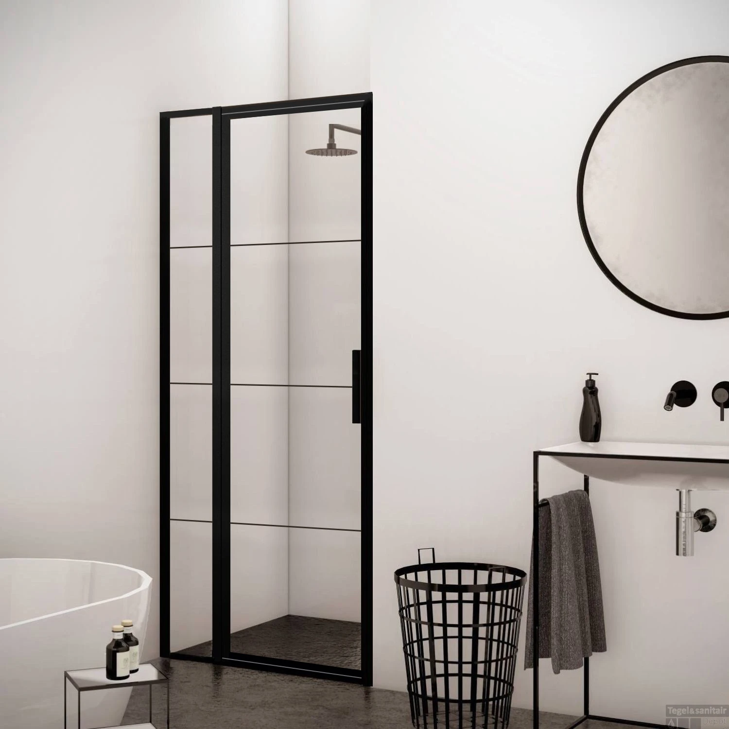 BWS Nisdeur Frame Met Vast Paneel 150x200 Cm 8 Mm NANO Glas Mat Zwart Raster 3 BWS Nisdeur Frame Met Vast Paneel 150x200 Cm 8 Mm NANO Glas Mat Zwart Raster