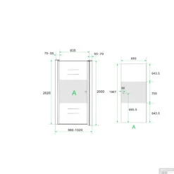 BWS Nisdeur Met Middenband 100x200cm 8mm NANO Coating Links -Sealkin Badkamermeubilair Winkel bws nisdeur met middenband 100x200cm 8mm nano coating links tech 1