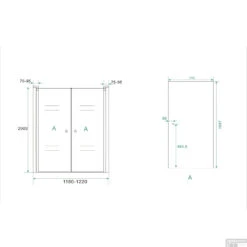 BWS Nisdeur Met Pendeldeuren 120x200 Cm 6mm NANO Coating -Sealkin Badkamermeubilair Winkel bws nisdeur met pendeldeuren 120x200 cm 6mm nano coating tech
