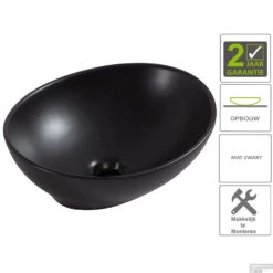 BWS Opbouw Waskom Paro 40x33x14.5 Cm Keramiek Mat Zwart