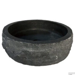 BWS Opzetwastafel Hardsteen Hamerslag Rond 40x12 Cm Zwart