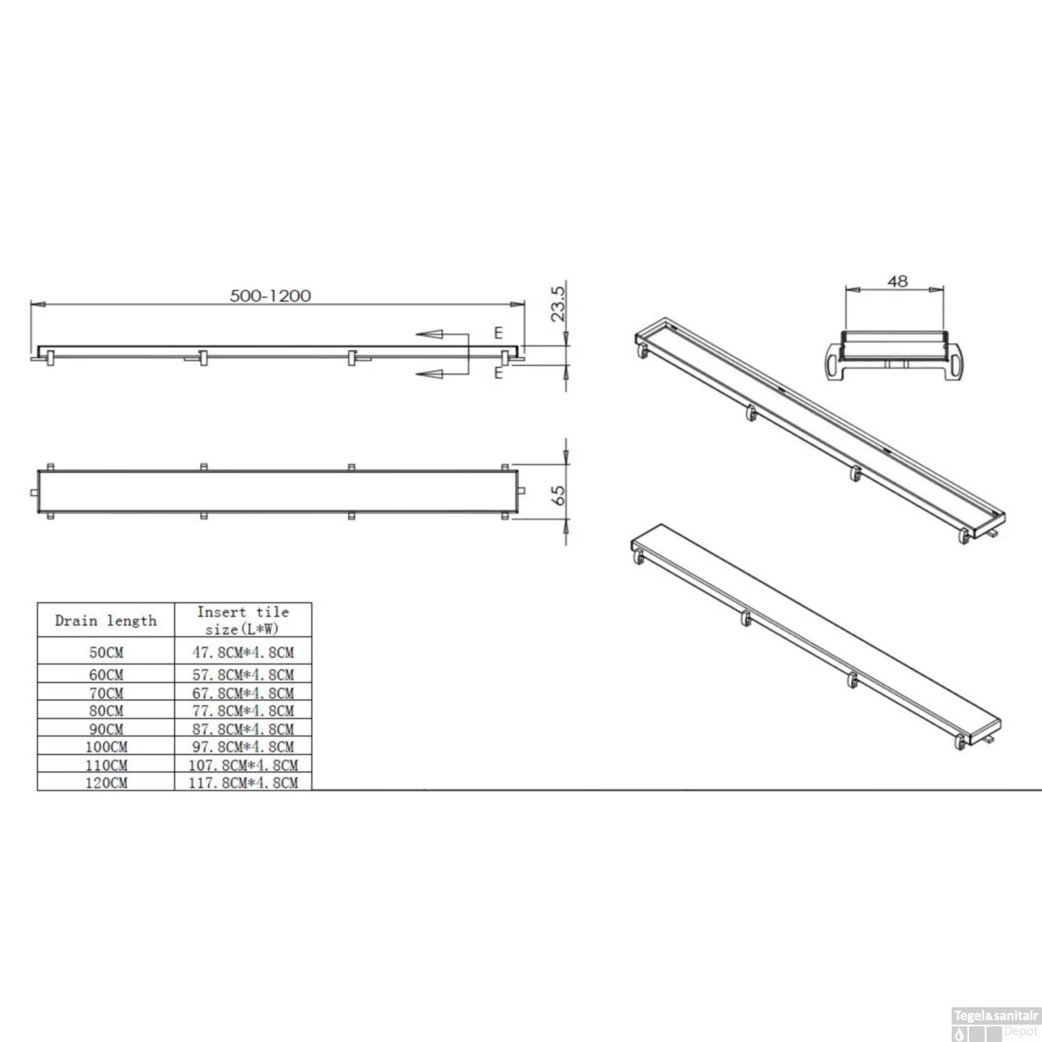 BWS RVS Tegelrooster Tbv Douchegoot 100x7 Cm 7 BWS RVS Tegelrooster Tbv Douchegoot 100x7 Cm - Afbeelding 5