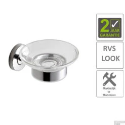 BWS Zeepschaalhouder Hera Met Glas RVS