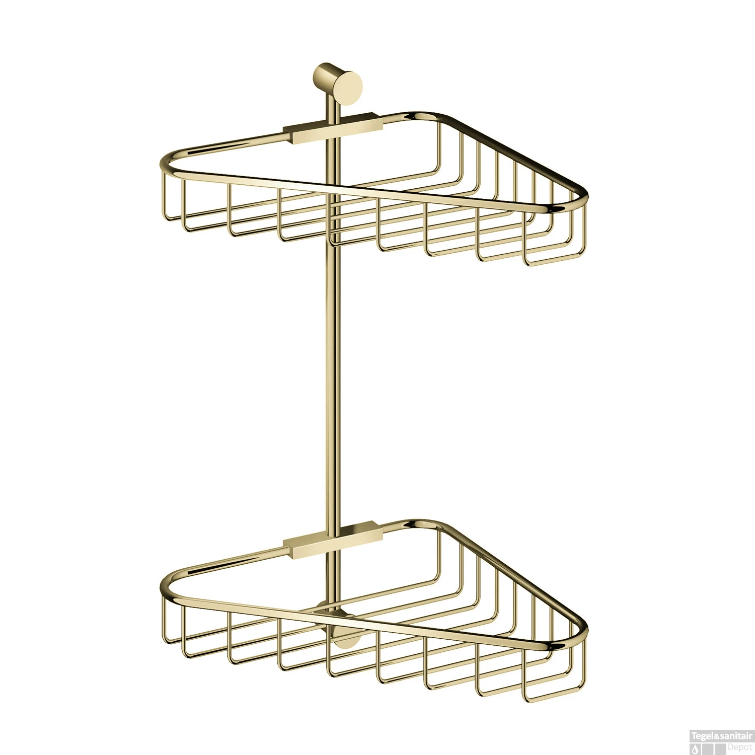 Hoekdraadkorf Hotbath Cobber Dubbel Wandmodel Gepolijst Messing PVD - Afbeelding 2