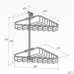 Hoekdraadkorf Hotbath Cobber Dubbel Wandmodel Gepolijst Messing PVD -Sealkin Badkamermeubilair Winkel cba14nbp hoekdraadkorf hotbath cobber dubbel wandmodel gepolijst messing pvd tech