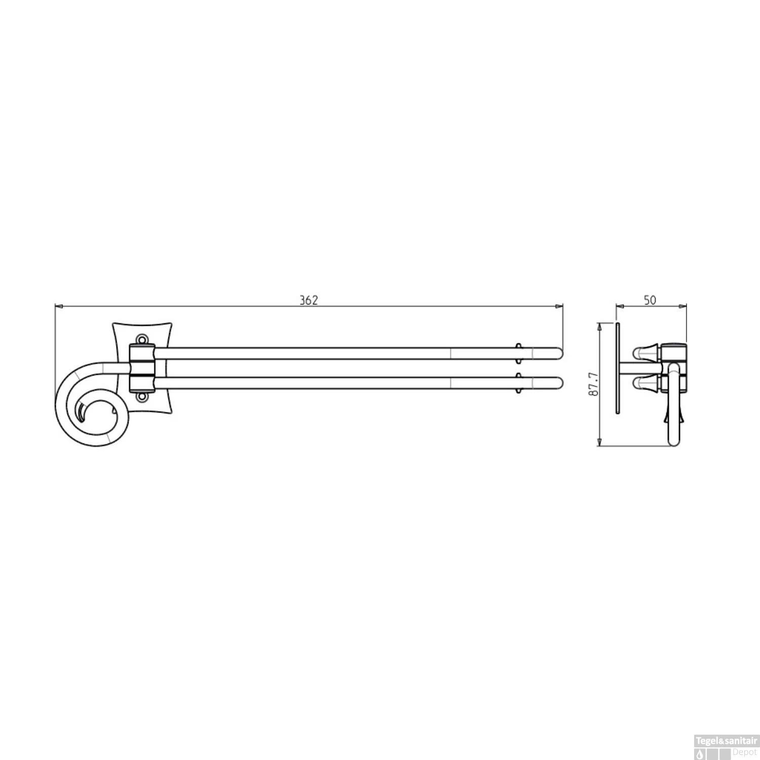 Dubbele Handdoekhouder Sapho Rebecca Draaibaar 36.2 Cm Zwart 6 Dubbele Handdoekhouder Sapho Rebecca Draaibaar 36.2 Cm Zwart - Afbeelding 4