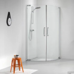 Douchecabine By Sealskin Impact 100x100cm Kwartrond Swingdeuren Chroom Zilver Helder Glas