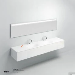 Wastafelblad Clou Hammock Dubbele Waskom 220cm Mat Wit -Sealkin Badkamermeubilair Winkel cl 02.13070.43