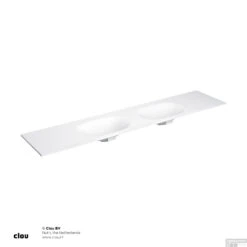 Wastafelblad Clou Hammock Dubbele Waskom 220cm Mat Wit