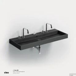 Wastafel Clou Wash Me 110x42x8 Cm Keramiek Mat Zwart