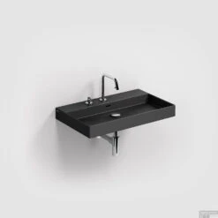 Clou New Wash Me Wastafel 70x42x8cm Met 3 Voorbewerkte Kraangaten Zwart Mat Keramiek