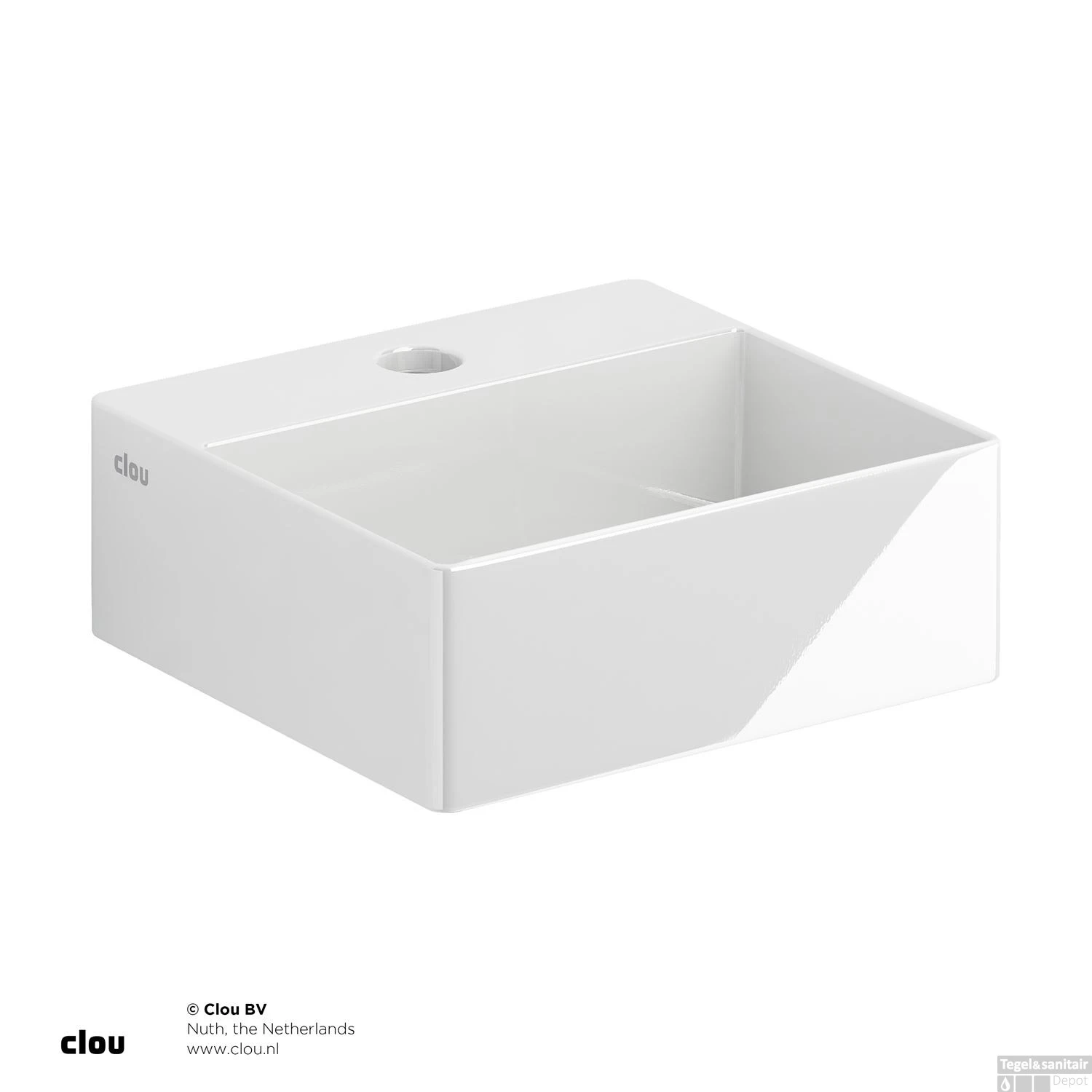 Fontein Clou New Flush 1 Met Plug 28x27x10 Cm Wit Keramiek (met Kraangat) 4 Fontein Clou New Flush 1 Met Plug 28x27x10 Cm Wit Keramiek (met Kraangat) - Afbeelding 2