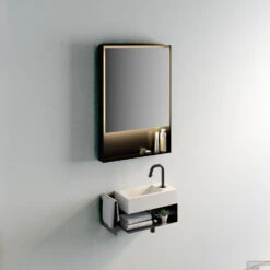 Fontein Clou Flush 3 36x18x9cm Aluite Mat Wit (Met Voorbewerkt Kraangat Links) -Sealkin Badkamermeubilair Winkel cl 07.36.030.21 ceiling wood 01c lighter 2