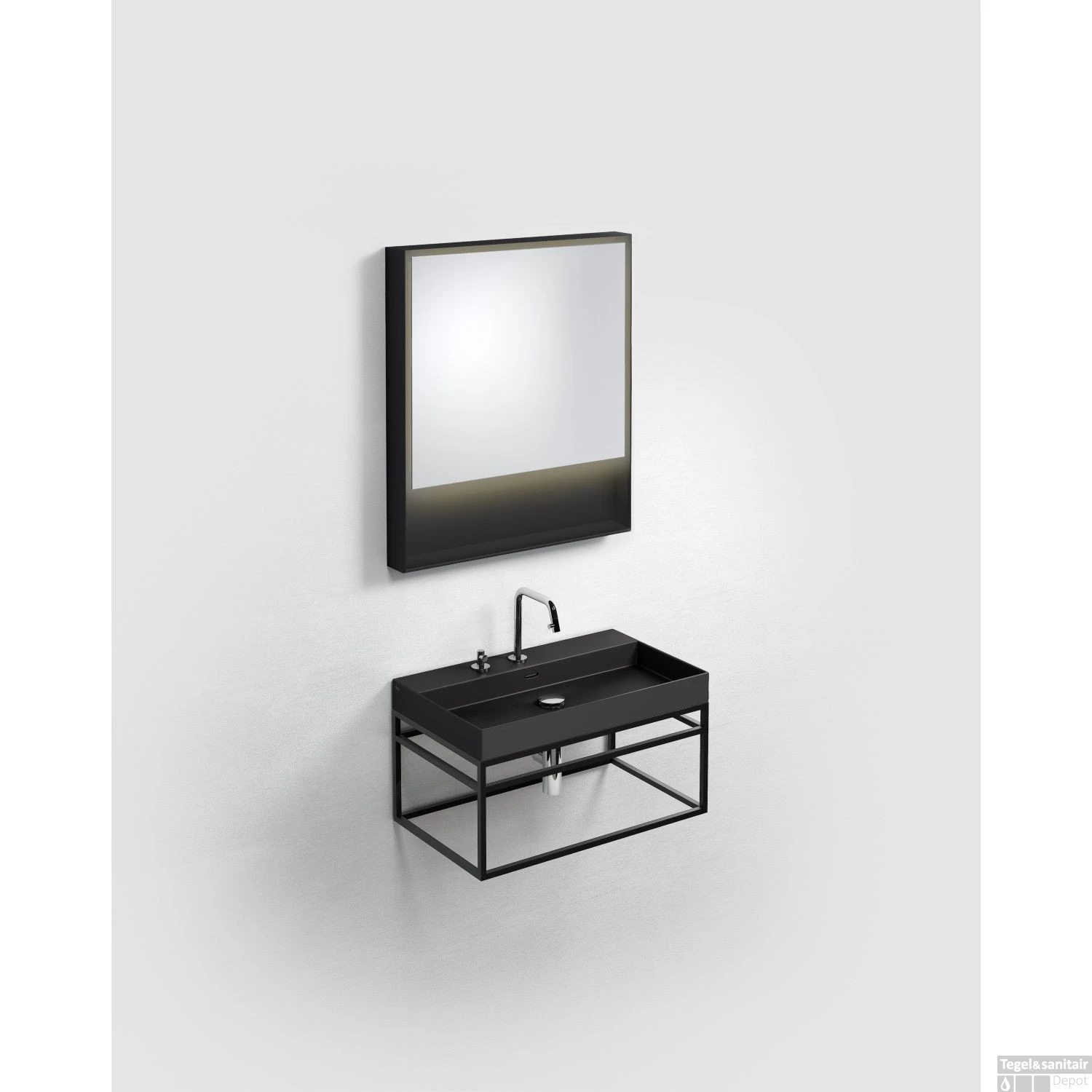 Clou New Wash Me Wastafel 70x42x8cm Met 3 Voorbewerkte Kraangaten Zwart Mat Keramiek 4 Clou New Wash Me Wastafel 70x42x8cm Met 3 Voorbewerkte Kraangaten Zwart Mat Keramiek - Afbeelding 2